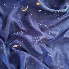 Silk scarf with moon and stars, Constellation scarf, Universe scarf, Midnight blue cosmos scarf, moo Cecil Harvey, Gale Dekarios, Blue Cosmos, Divination Witch, Scarf Aesthetic, Bluffton Sc, Deep Blue Color, Star Constellations, Look At The Stars