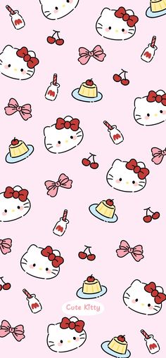 hello kitty wallpaper with many different types of food