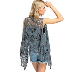 Jastie Open Stitch Cardigan Boho Hippie Butterfly Crochet Vest (Olive) at Amazon Women's Coats Shop Black Evening Dresses Short, Cheap Evening Gowns, Simple Evening Dress, Hippie Crochet, Knit Swimwear, Lace Vest, Evening Dresses Short, Crochet Vest, Boho Lace