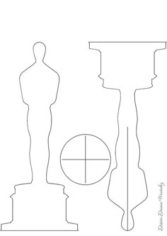 an image of a line drawing of two statues with one standing and the other sitting