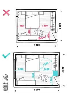 the floor plan for an apartment with one bedroom and another living room, which is divided into two sections