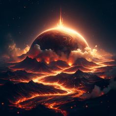 Lava Planet Canvas Lava Planet Concept Art, Lava Artwork, Lava Cave Concept Art, Lava Environment, Blue Lava Volcano, Erupting Volcano, Volcano, Galaxy Wallpaper, Digital Illustration