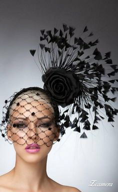 Couture Fascinators, Black Couture, Royal Ascot Hats, Derby Fascinator, Black Fascinator, Couture Hats, Ascot Hats, Hat Party, Crazy Hats