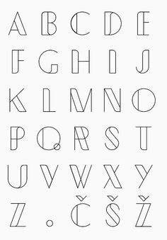 the alphabet is shown in black and white, with lines drawn across it to form letters