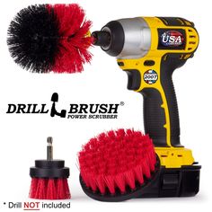 the drill brush is being used to clean up dust and other things that are not included