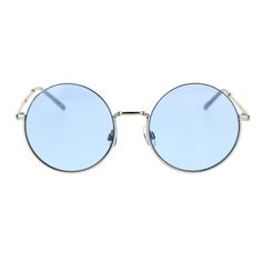 Women's hippie boyfriend style round circle lens chic designer fashion metal rim luxury sunglasses. (gsl28161) Size: one size.  Color: Blue.  Gender: female.  Age Group: adult. Casual Blue Glass Sunglasses, Blue Round Sunglasses, Alolan Raichu, Cheap Blue Tinted Sunglasses, Circular Glasses, Small Round Sunglasses, Blue Retro Plastic Sunglasses, Blue Rimless Glass Sunglasses, Circle Lens