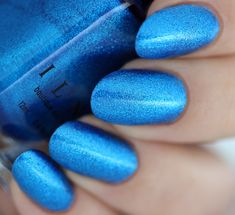 Electric Blue Ultra Metallic Bright Nail Polish Royal Blue Iridescent Nails, Shades Of Blue Nail Polish, Dark Blue Holographic Nails, Bright Blue Nails, Coffin Nails Designs Summer, Nail Polish Ilnp, Bright Nail Polish, Metallic Blue Nail Polish, Boutique Nails