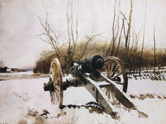 an old cannon sitting in the snow