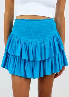 Meet the skirt right out of our day dreams. The first-ever Rock N Rags piece is back, and what better way to be than with the gorgeous Neon Blue Sunshine Daydream Skirt! This is an absolute must-have piece that fits for any occasion! “Take care of me, I’m delicate!” - Sunshine Daydream. To keep this irreplaceable skirt in the best condition, hand wash in cold water and lay flat to dry... because she’s boujee and likes to be handled with care. Or give it to your mom, she knows what to do. Model I Rocks N Rags Skirts, Rock And Rags Skirt, Preppy Clothes Summer, Cute Summer Bottoms, Ruffle Skirt Outfit Summer, Rock N Rags Skirt, Cute Summer Skirts, Preppy Skirt Outfits, Casual Summer Outfits Dresses