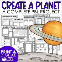 an image of a solar system project with the text, create a planet a complete pll