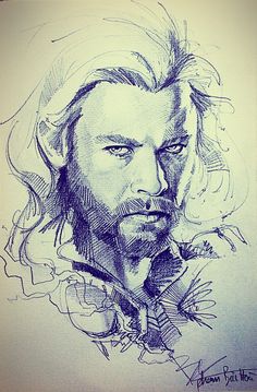 a drawing of a man with long hair and beard