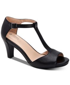 Giani Bernini's Claraa pumps feature a vintage-inspired T-strap design and modern platform heel for a fashion-forward addition to dressy looks. Macys Shoes, Wardrobe Capsule, Flip Flop Shoes, Dress Sandals, T Strap, Leather Goods, Online Accessories, Pump Shoes, Leather Fashion