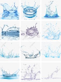 various water splashes in different shapes and sizes