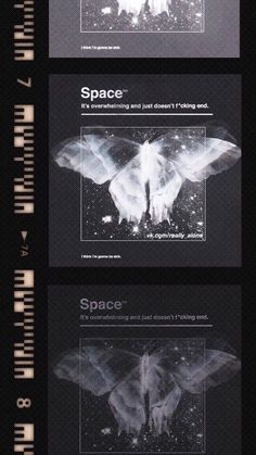 four different types of black and white images with the words space written on each side