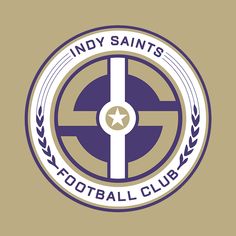 the logo for indy saints football club, with an image of a star on it