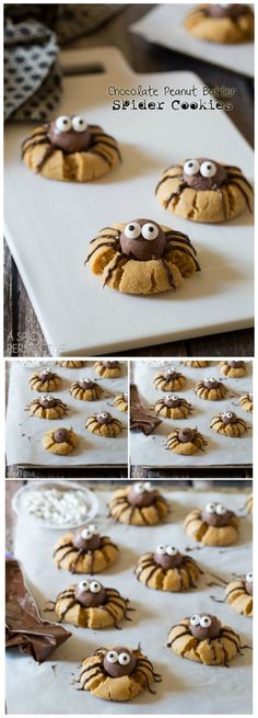 some cookies with googly eyes on them are ready to be baked in the oven