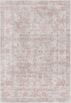 an area rug with red and white designs on the bottom, in shades of gray