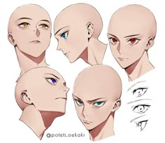 the head and eyes of an anime character with different facial expressions, including one blue eyed man