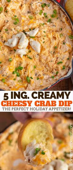 the recipe for this creamy cheesy crab dip is so good and easy to make