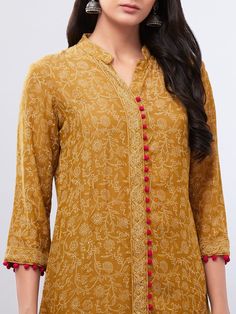 Printed Kurti Designs, Suit Neck, Anarkali Churidar, Silk Kurti Designs, Salwar Neck Designs, Beautiful Neck, Simple Kurta Designs