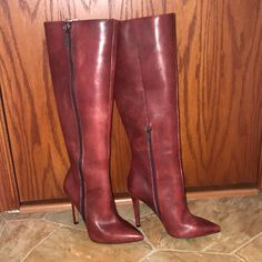 Beautiful Color And Great Outfit Maker! Jessica Simpson Boots, Leather Boots Heels, Red Boots, Boots Heels, Jessica Simpson Shoes, Outfit Maker, Jessica Simpson, Shoes Heels Boots, Me Too Shoes