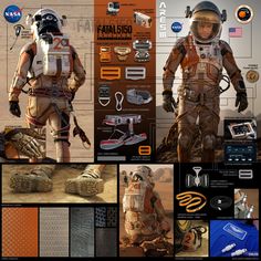 a collage of images showing different types of space suits