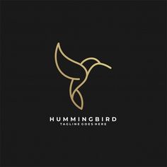 the hummingbird logo is gold and black with a thin line design on it's side