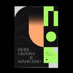 a book cover with black and green shapes