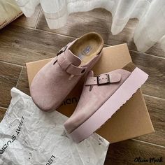 Olivia Mark - Platform Buckle Shoes: Comfortable Slide-on Sandals with Height-Boosting Insoles Half Slippers, Y2k Shoes, Chart Pattern, Outfit Vintage, Plain Style, Spring Fashion Outfits, Trendy Summer Outfits, Buckle Shoes, Shoes Comfortable