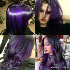 Outfits For Bigger Breast, Purple Skunk Hair, Midnight Hair, Purple Hair Dye, Purple Goth, Dyed Hair Purple, Brown Hair Inspo