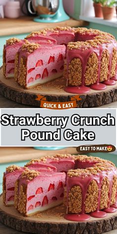 This Strawberry Crunch Pound Cake is a showstopper! Rich pound cake meets a crisp, fruity topping in this easy-to-make recipe. Visit my website for the full recipe and wow your taste buds with this delicious treat! Easy Strawberry Crunch Cake Recipe, Strawberry Crunch Pound Cake, Crunch Pound Cake, Strawberry Crunch Cake Recipe, Crunch Cake Recipe, Strawberry Crunch Cake, Showstopper Cakes, Strawberry Crunch, Baked Ziti Recipe