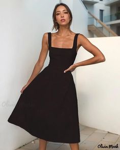 OliviaMark - Elegant Halter Neck Open Back Dress Backless Slip Dress, Solid Dress Casual, Sundresses Women, Black Homecoming Dress, Long Bodycon Dress, Solid Color Dress, Black White Dress, Summer Black, Solid Dress