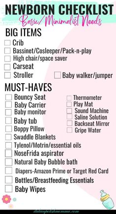 a baby shower checklist is shown with the names and numbers for each item in it