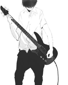 a drawing of a man holding a guitar