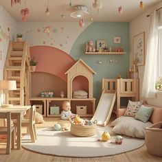 a child's room with toys and furniture