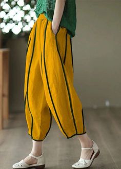 Hakama Pants, Linen Harem Pants, Long Sleeve Outfits, Summer Yellow, Short Summer Dresses, Half Sleeve Dresses, Summer Dress Outfits, Knitted Coat, Summer Black