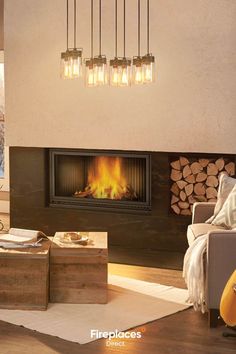 Living Room With Wood Fireplace Refractory Brick, Clean Face, Face Design