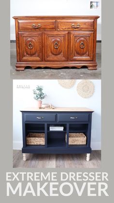 an old dresser turned into a sideboard