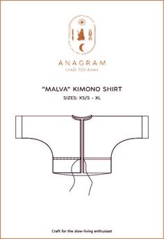 the front and back view of an anagram maval kimono shirt sewing pattern