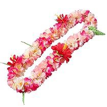 a flower lei with pink and white flowers