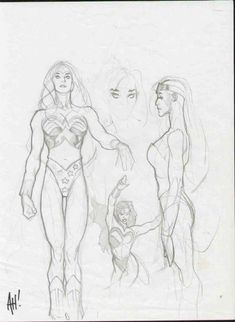 an image of two women standing next to each other in the style of batman and wondergirl