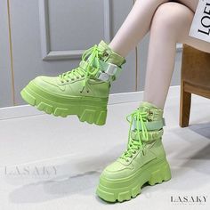 Lasaky - Elevated Platform Martin Boots - Stylish Motorcycle Ankle Boots with Thick Sole Women's Motorcycle Boots, Gothic Shoes, Chunky Shoes, Motorcycle Style, Cool Shoes, Martin Boots, Motorcycle Boots, Chunky Platform, Chunky Boots