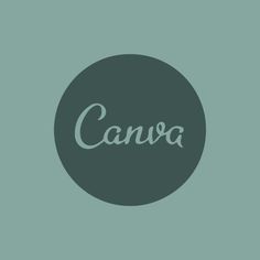 the word canva written in cursive font on a green background with a black circle