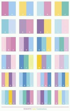 the color scheme for different shades of pink, blue and yellow is shown in this image