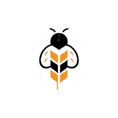 a bee logo with an orange and black color scheme on the bottom half of it