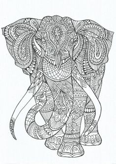 an elephant with intricate patterns on it's body