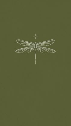 a drawing of a dragonfly on a green background