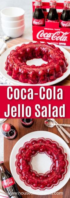 coca cola jello salad on a white plate