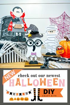 an image of halloween decorations with the words, check out our newest halloween diy