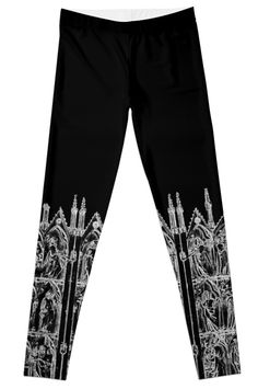 Super stretchy and durable polyester full-length leggings. Vibrant high-quality sublimation print across the front and back. Size range XXS-XL. Inspired in one beautiful Goth Medieval piece from the V&A London Goth Cathedral, Sublimation Printing, Full Length, Multi Color, Leggings, London, Range, For Sale, High Quality